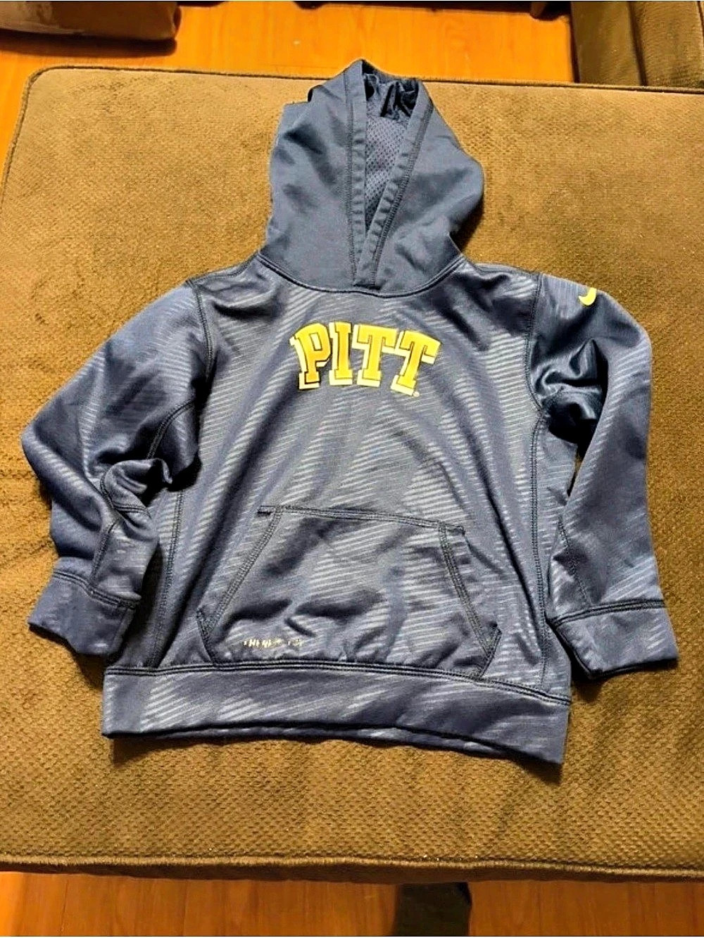 Nike Pitt Panthers Youth Therma-FIT Hoodie Boys Size 7 Blue & Yellow